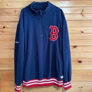Stitches Boston Red Sox 1/4 Zip Navy Red Polyester Pullover XL
